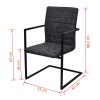 Cantilever Dining Chairs 2 pcs Black Faux Leather