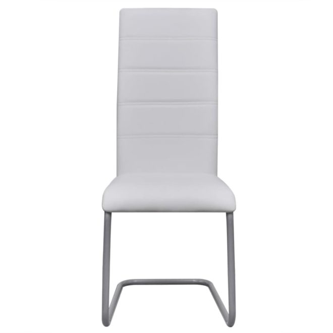 Cantilever Dining Chairs Faux Leather – White, 2