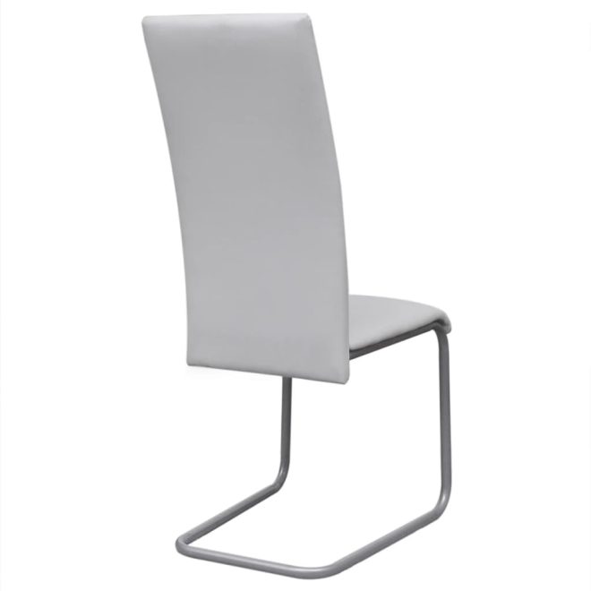 Cantilever Dining Chairs Faux Leather – White, 2