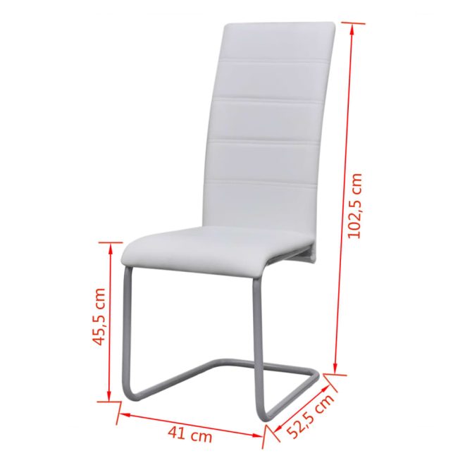 Cantilever Dining Chairs Faux Leather – White, 2