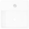 Ceramic Bathroom Sink Basin with Faucet Hole Square – White