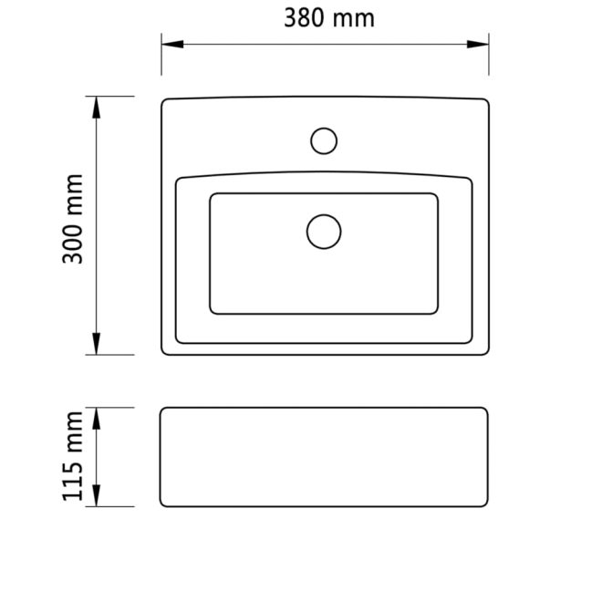 Ceramic Bathroom Sink Basin with Faucet Hole Square – White