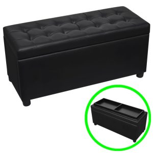 Storage Ottoman Artificial Leather – Black