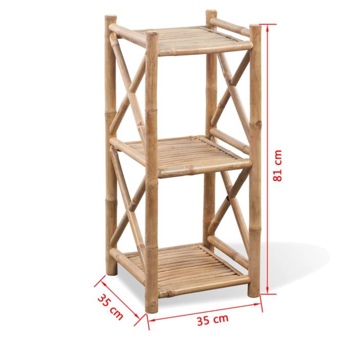 3-Tier Square Bamboo Shelf – 81 cm