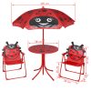 3 Piece Kids’ Garden Bistro Set with Parasol – Red