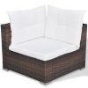 5 Piece Garden Lounge Set with Cushions Poly Rattan – Brown