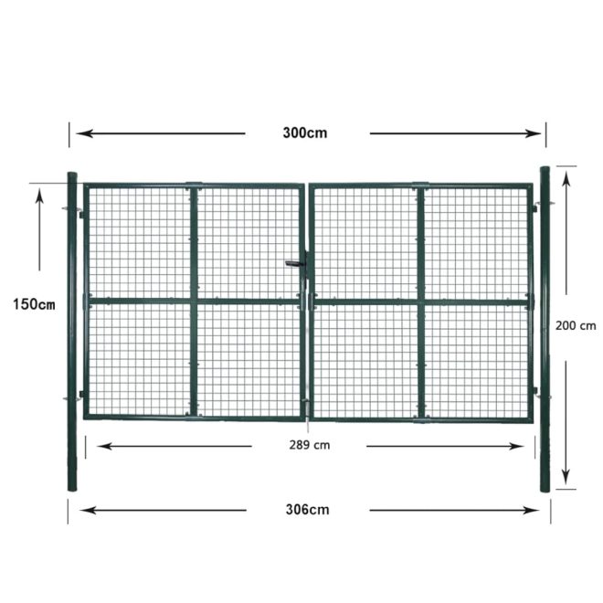 Fence Gate Powder-Coated Steel 306 x 200 cm