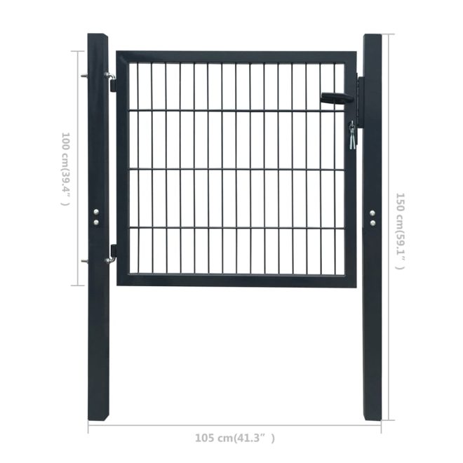 Fence Gate Steel 105×150 cm – Anthracite