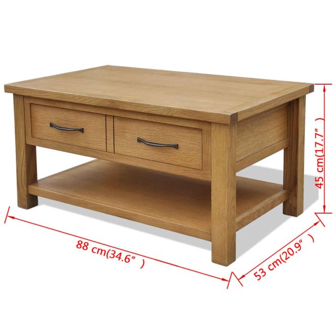 Coffee Table 88x53x45 cm Solid Oak Wood