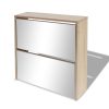 Shoe Cabinet 2-Layer Mirror – 63x17x67 cm, Oak