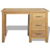 Desk with 3 Drawers 106x40x75 cm Solid Oak Wood