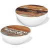 Two Piece Bowl Shaped Coffee Table Set Solid Reclaimed Wood – White