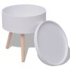 Howell Side Table with Serving Tray Round 39.5×44.5 cm – White