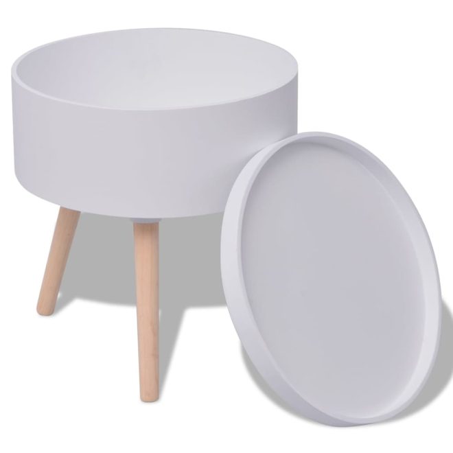 Howell Side Table with Serving Tray Round 39.5×44.5 cm – White