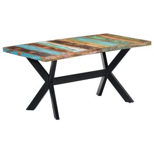 Dining Table Solid Mango Wood – 160x80x75 cm, MULTICOLOUR