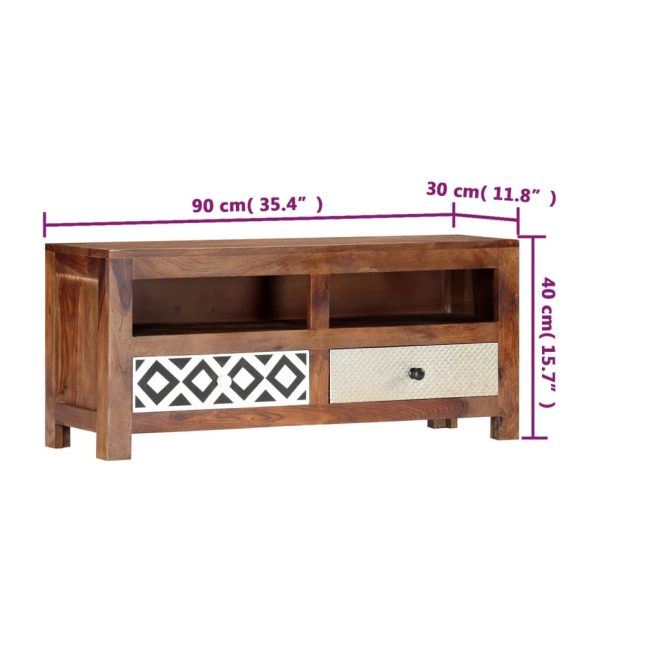 Saddlebrooke TV Cabinet 90x30x40 cm Solid Sheesham Wood