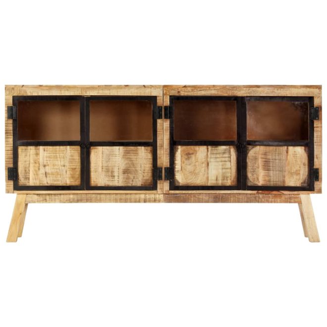 Sideboard Brown and Black 160x30x80 cm Solid Rough Mango Wood