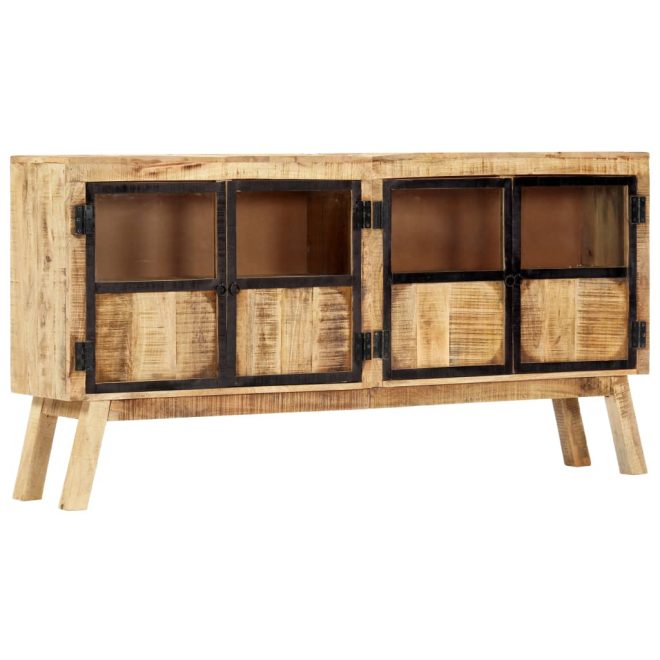 Sideboard Brown and Black 160x30x80 cm Solid Rough Mango Wood