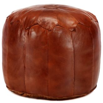 Pouffe Tan 40×35 cm Genuine Goat Leather