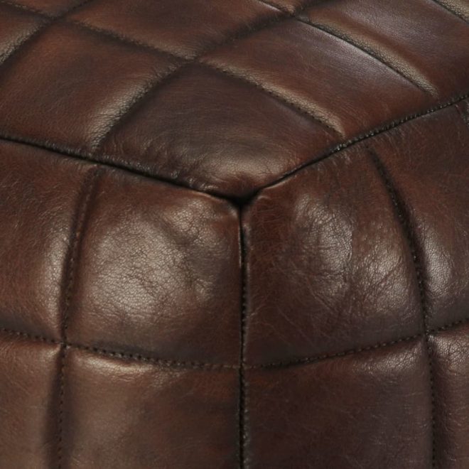 Pouffe Dark Brown 40x40x40 cm Genuine Goat Leather