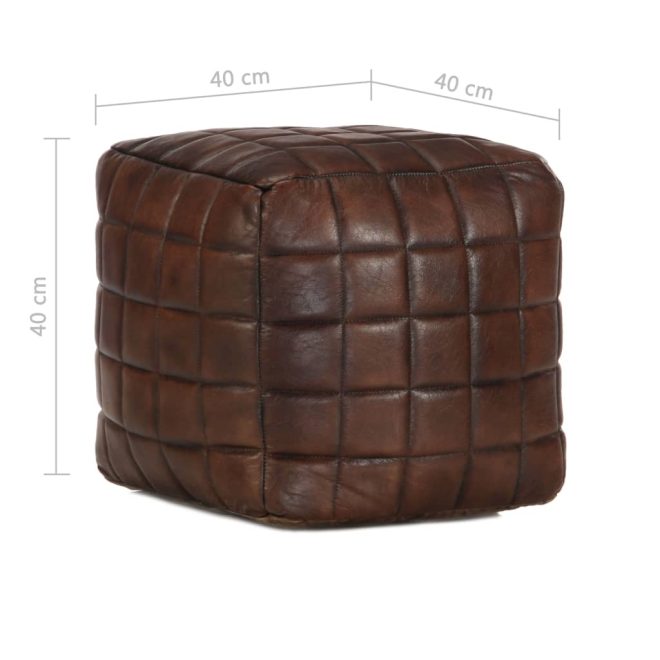 Pouffe Dark Brown 40x40x40 cm Genuine Goat Leather