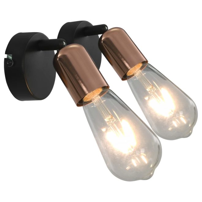 Spot Lights 2 pcs  2 W E27 – Black and Copper, With Bulb