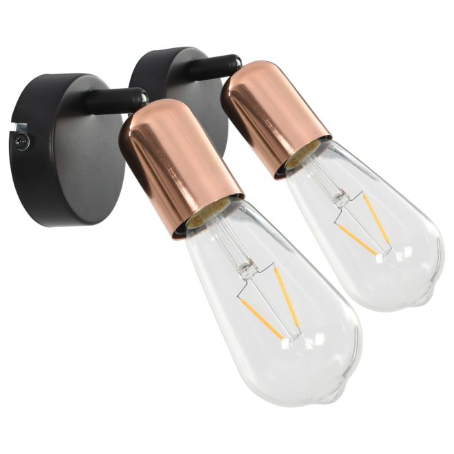 Spot Lights 2 pcs  2 W E27 – Black and Copper, With Bulb