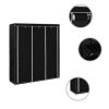 Wardrobe with Compartments and Rods 150x45x175 cm Fabric – Black