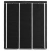 Wardrobe with Compartments and Rods 150x45x175 cm Fabric – Black