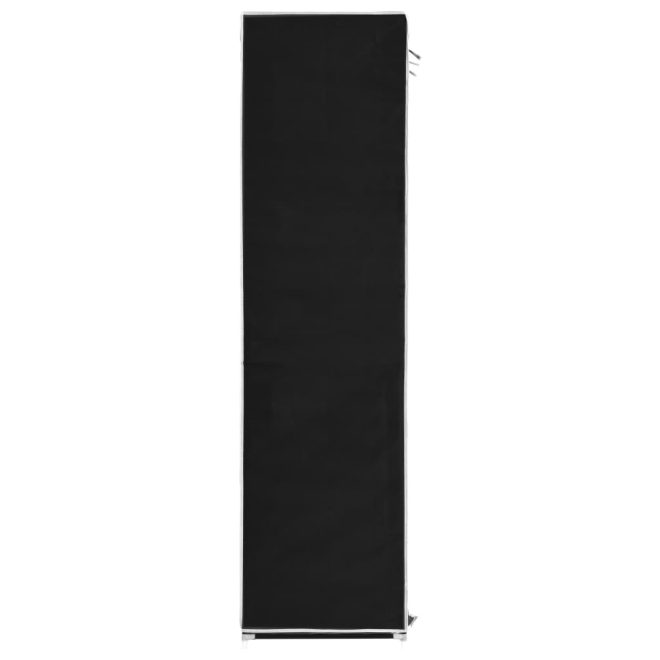 Wardrobe with Compartments and Rods 150x45x175 cm Fabric – Black