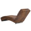 Chaise Longue Faux Suede Leather – Brown