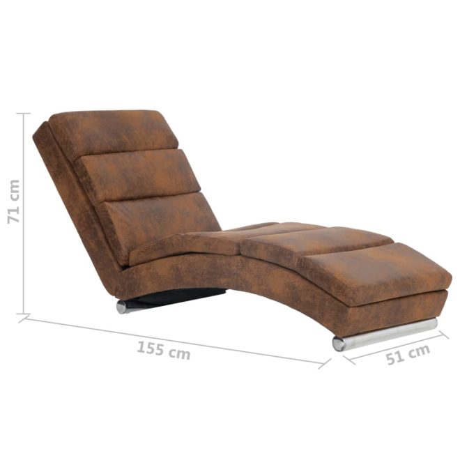 Chaise Longue Faux Suede Leather – Brown