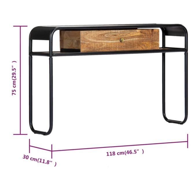 Console Table 118x30x75 cm – Brown, Solid Mango Wood