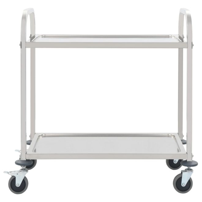 2-Tier Kitchen Trolley Stainless Steel – 96.5x55x90 cm (2 tiers)