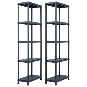 Storage Shelf Rack Black Plastic – 60x30x180 cm, 2