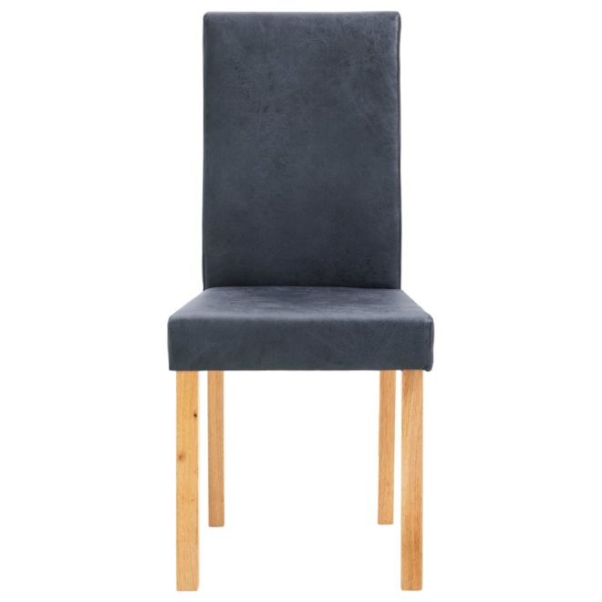 Dining Chairs Faux Suede Leather – Grey, 2