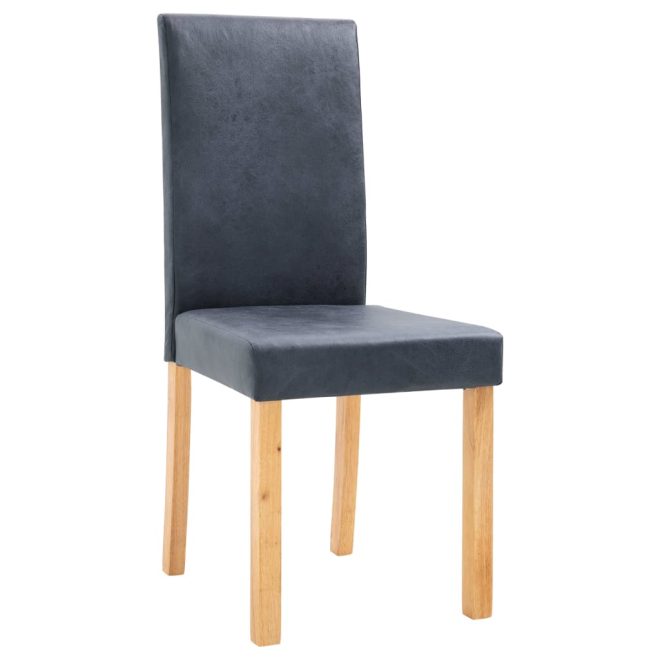 Dining Chairs Faux Suede Leather – Grey, 2