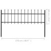 Garden Fence with Spear Top Steel Black – 0.6 m, 1.7 m