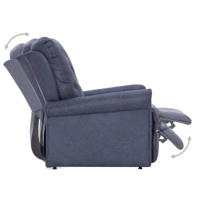 Reclining Chair Grey Faux Suede Leather