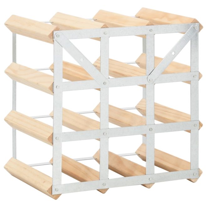 Wine Rack for Bottles Solid Pinewood – 12