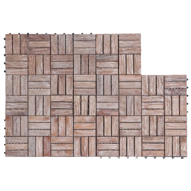 Decking Tiles 30×30 cm Solid Reclaimed Wood – White, 11