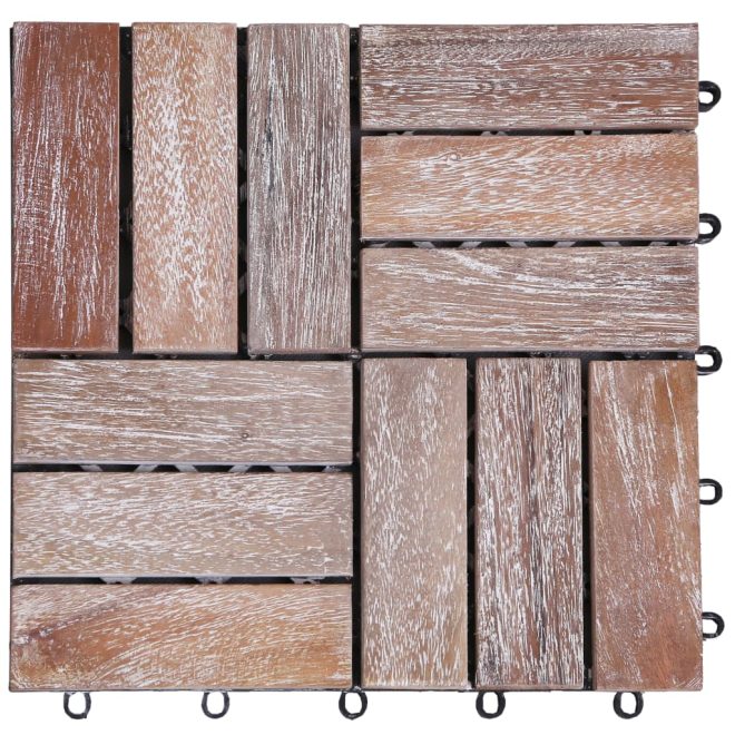 Decking Tiles 30×30 cm Solid Reclaimed Wood – White, 11