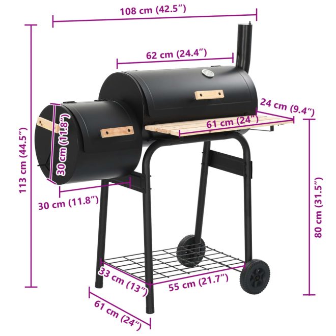 Classic Charcoal BBQ Offset Smoker