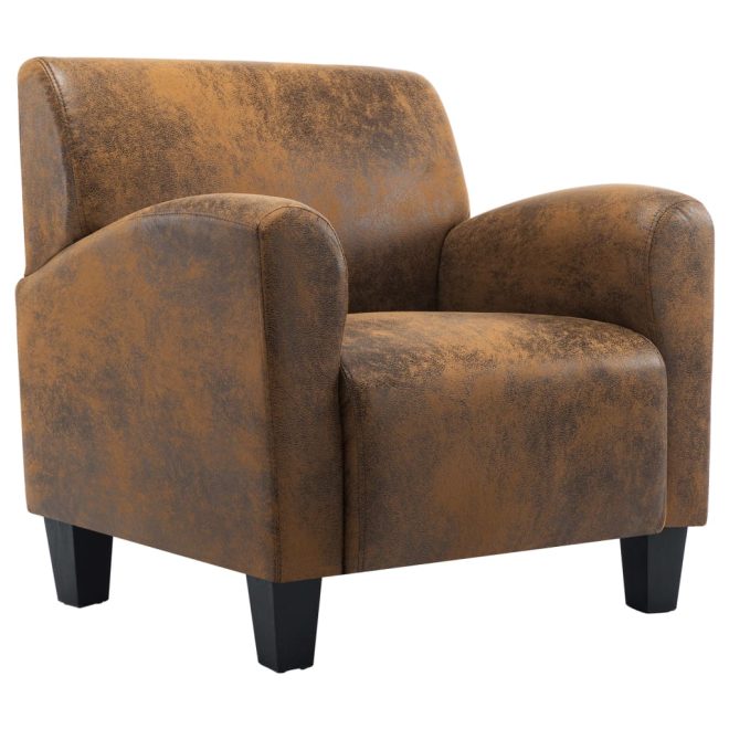 Sofa Chair Brown Faux Suede Leather