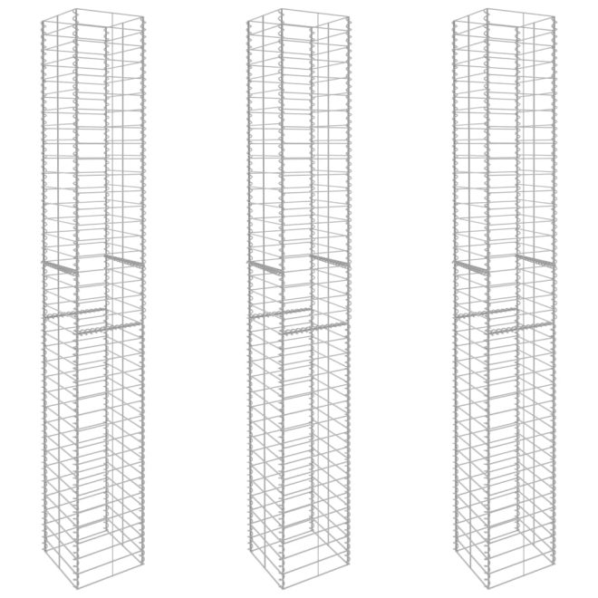 Gabion Baskets 3 pcs Galvanised Steel 25x25x197 cm