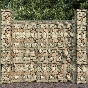 Gabion Baskets 3 pcs Galvanised Steel 25x25x197 cm