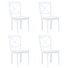 5 Piece Dining Set Solid Rubber Wood – White