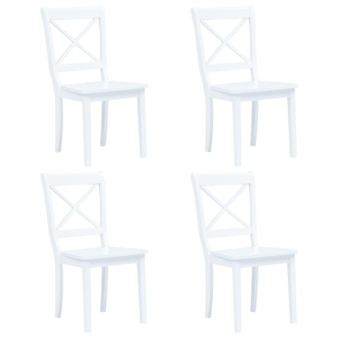 5 Piece Dining Set Solid Rubber Wood – White