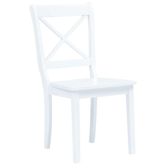 5 Piece Dining Set Solid Rubber Wood – White