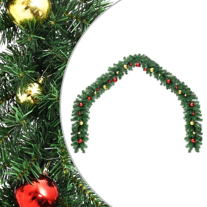 Christmas Garland Decorated with Baubles – 5 M